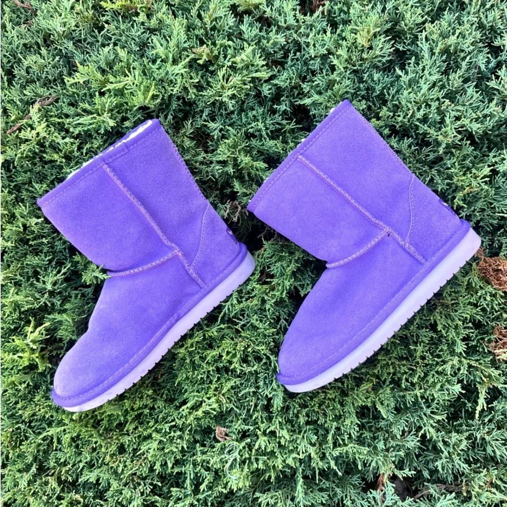 Koolaburra by UGG Victoria Purple Suede Faux Fur Lined Boots Big Kids Size 1